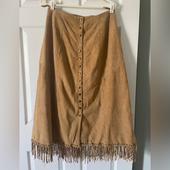 Vintage fringed suede maxi skirt - Picture 1 of 12